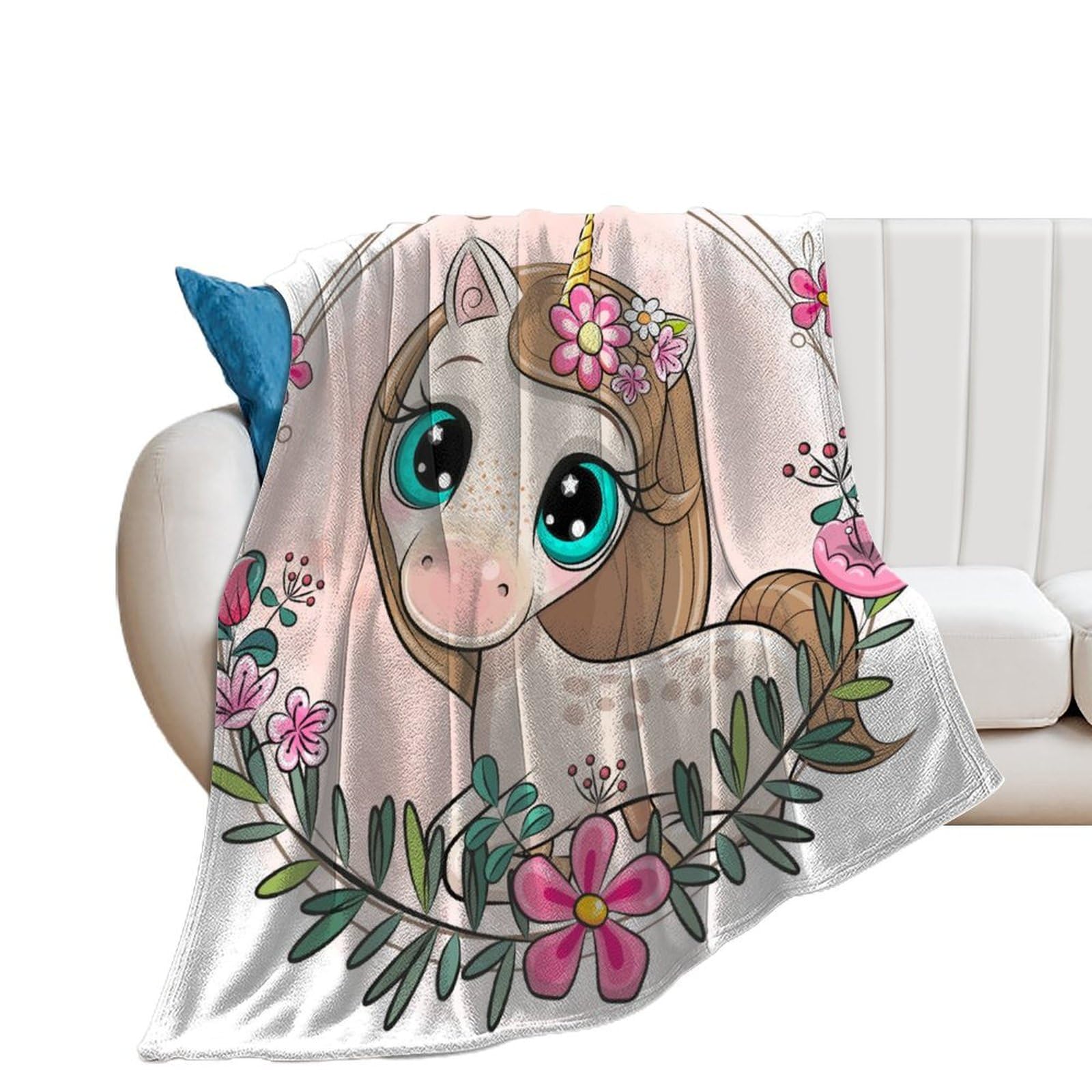 Couverture polaire licorne rose le cadeau idéal pour lit de chambre de fille