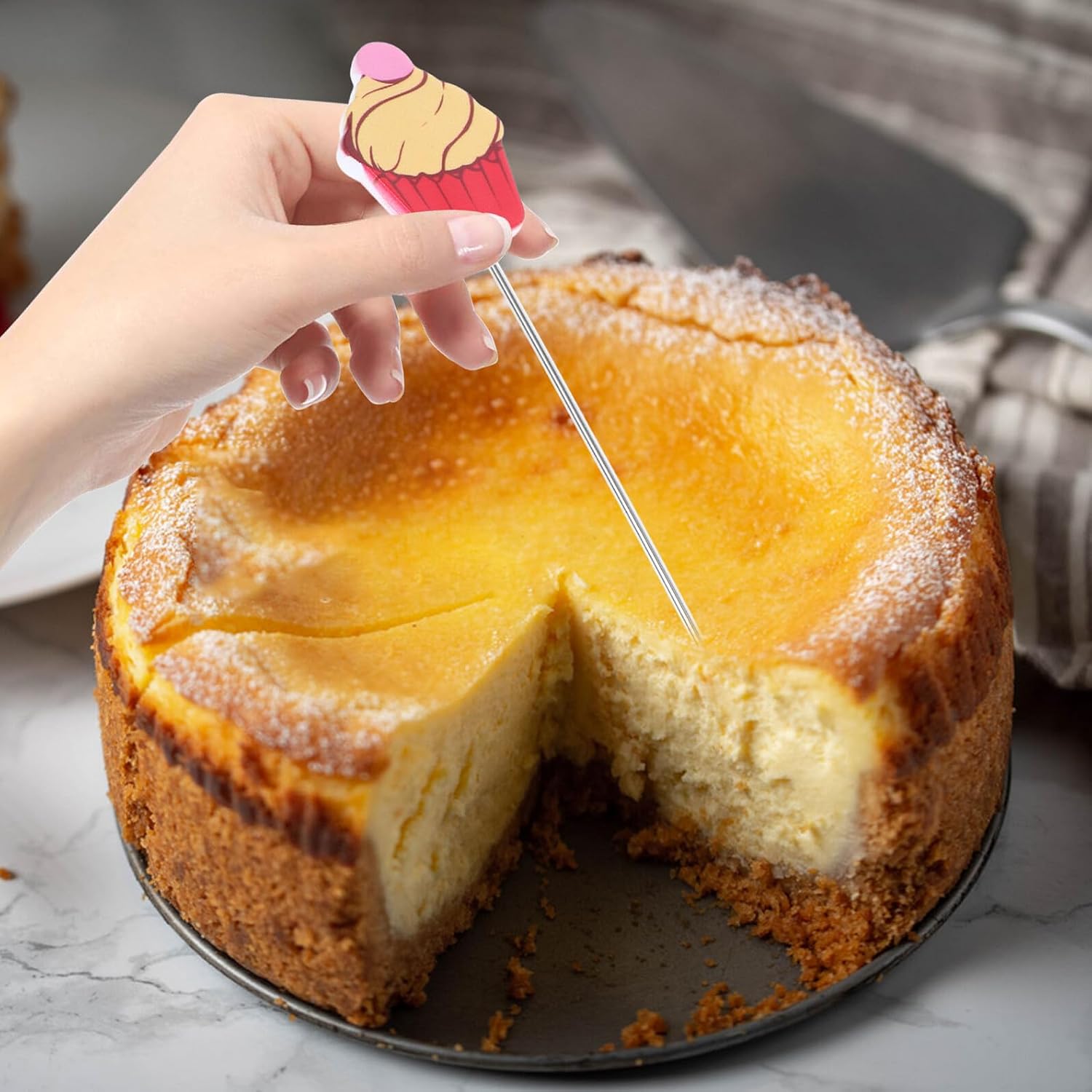 2pcs Stainless Steel Cake Tester Sticks for Baking Doneness Detection Reusable Cake Probe Tool for Cookies Cupcakes Muffins and Brownies Kitchen Baking Accessory
