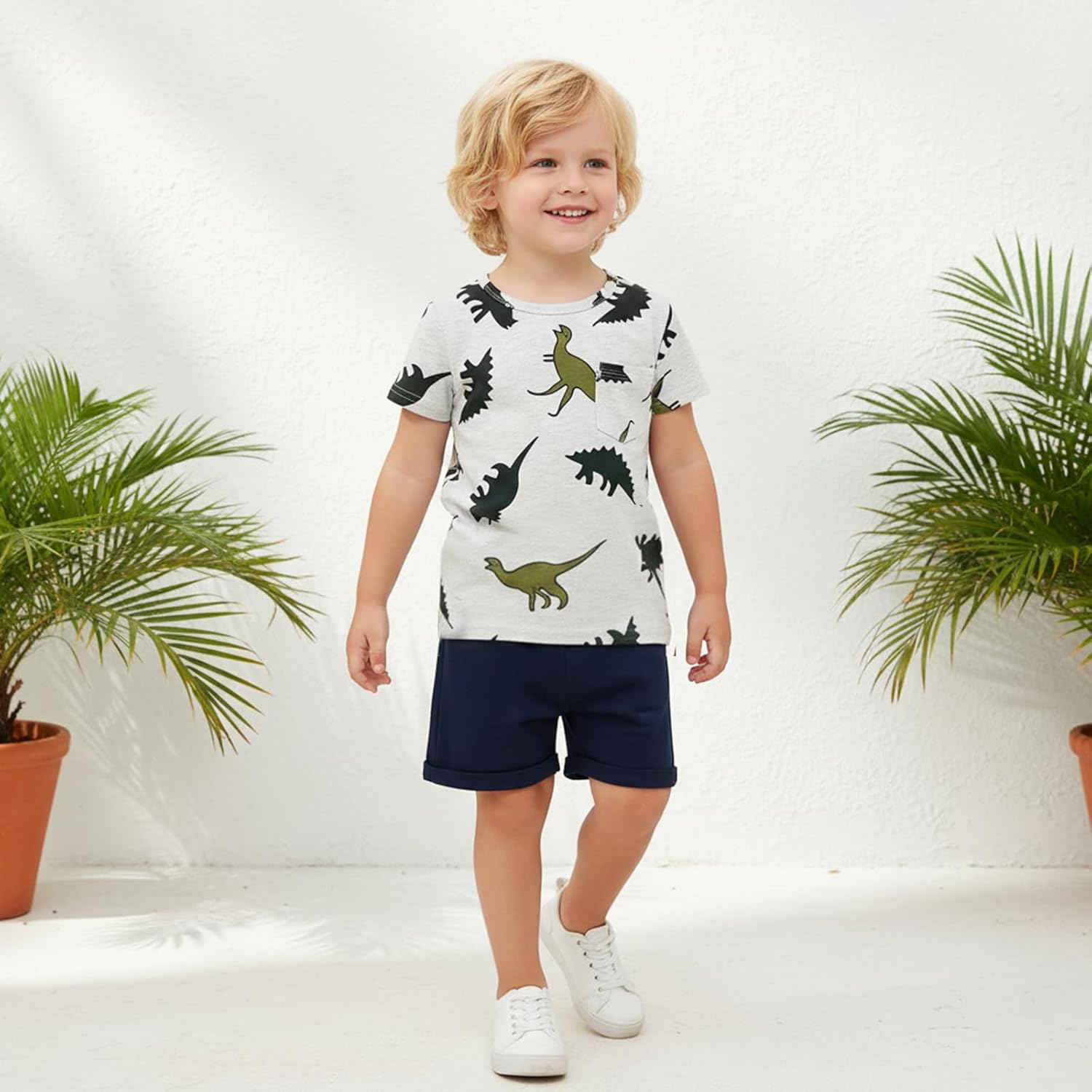 Toddler Baby Boy Clothes Boys Summer Outfits Dinosaur T-Shirt & Shorts Set 12 Months-5T - Image 3