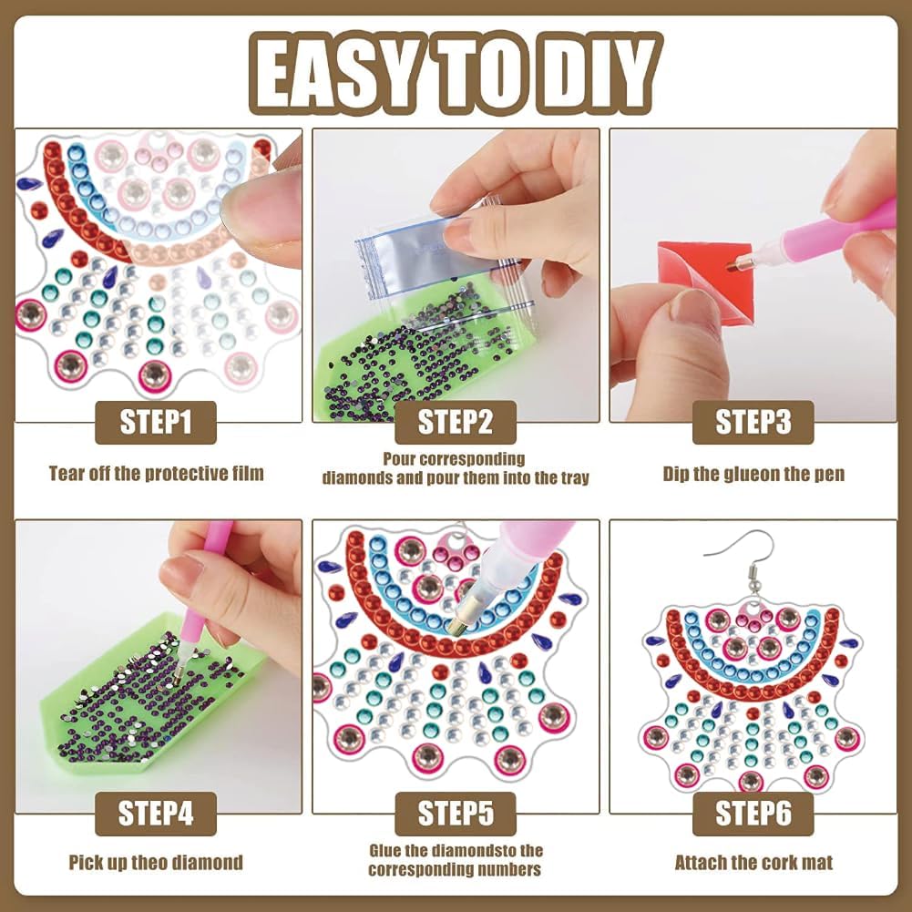 beinkmake 12 Pairs Tassel Diamond Painted Earrings 5D Earring Making Kit Boho Rainbow Jewelry DIY Diamond Art Earring Kit for Adults Craft Unique Handmade Gifts