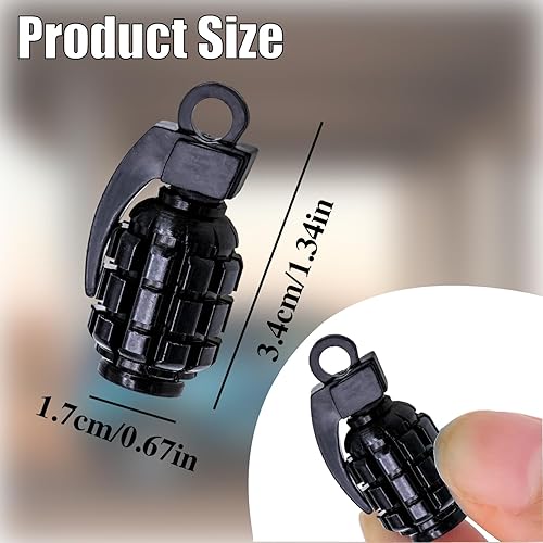 Miniatura 3 de 4 tapas de válvula de neumático de granada cromada, tapas de válvula de neumático de acero inoxidable para automóviles, camiones, SUV, motocicletas,