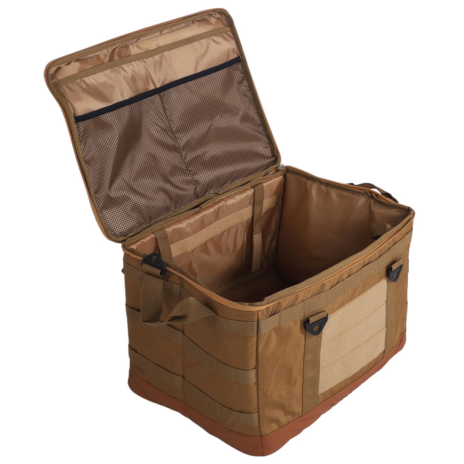 45L Outdoor-Camping-Reisetasche mit Großem Fassungsvermögen, Faltbare Taktische Tragetasche für Gartengeräte, Picknick, Garage, Kofferraum-Organizer, mit Utility-Tasche, Khaki,