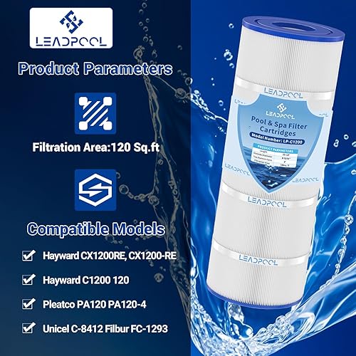 Miniatura 3 de Reemplazo de cartucho de filtro de piscina C1200 para Hayward C1200, PA120, C-8412, FC-1293, CX1200RE, Clearwater II 125, AK-7005, SD-00105,