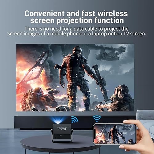 Miniatura 6 de Keystone automático y enfoque eléctrico Mini proyector Yinker con WiFi de doble banda y Bluetooth, proyector portátil inteligente con soporte