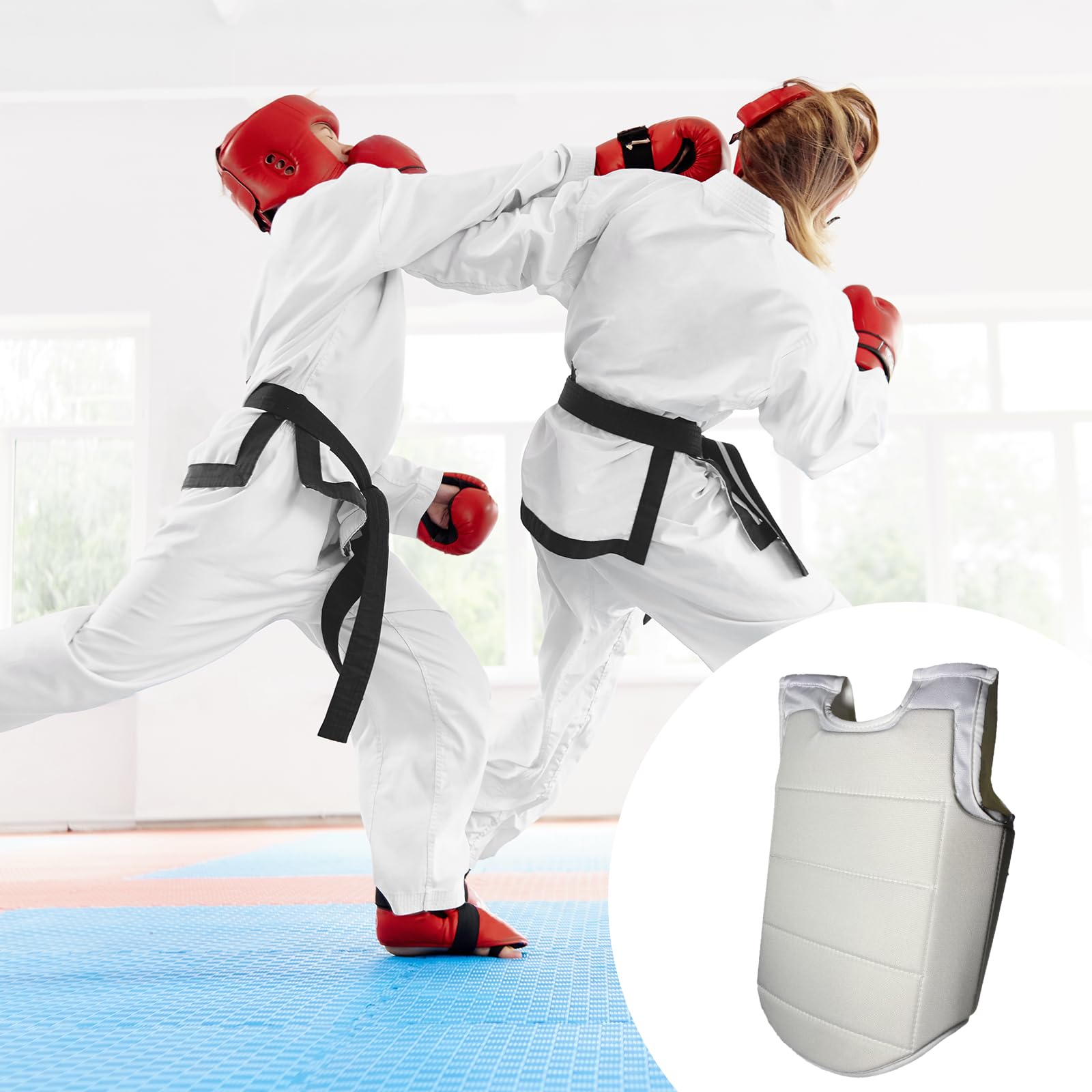 Perfeclan Karate Brustschutz Rippenschild Chasuble Verstellbarer Körperschutz für Jugendliche Erwachsene Kinder Training Sport MMA Boxen