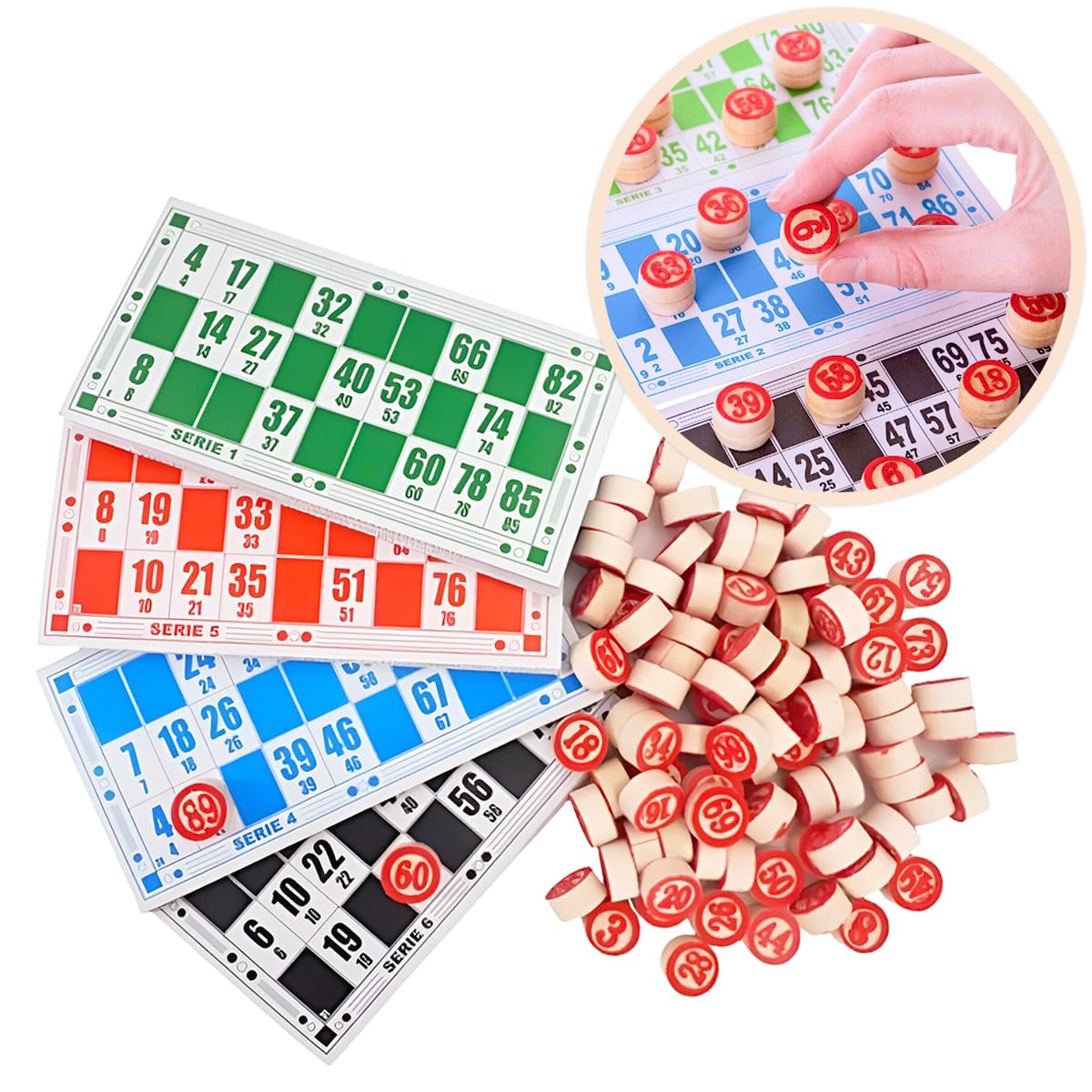 Grupo ShopMix, Jogo De Bingo Pedras Numeradas Madeira 48 Cartelas