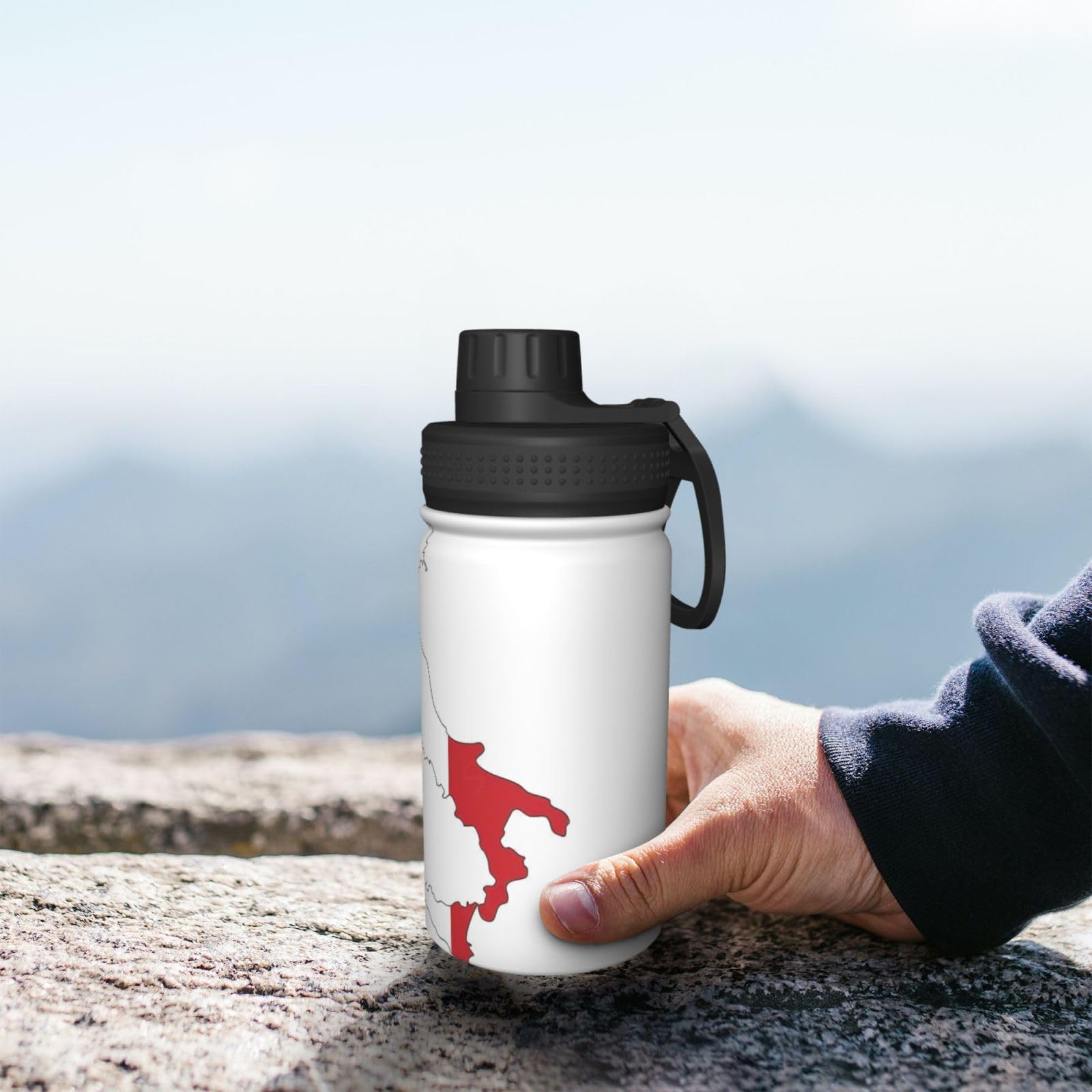 Borraccia termica in acciaio inox con stampa mappa della bandiera italiana, borraccia sportiva da 350 ml, ideale per i viaggi