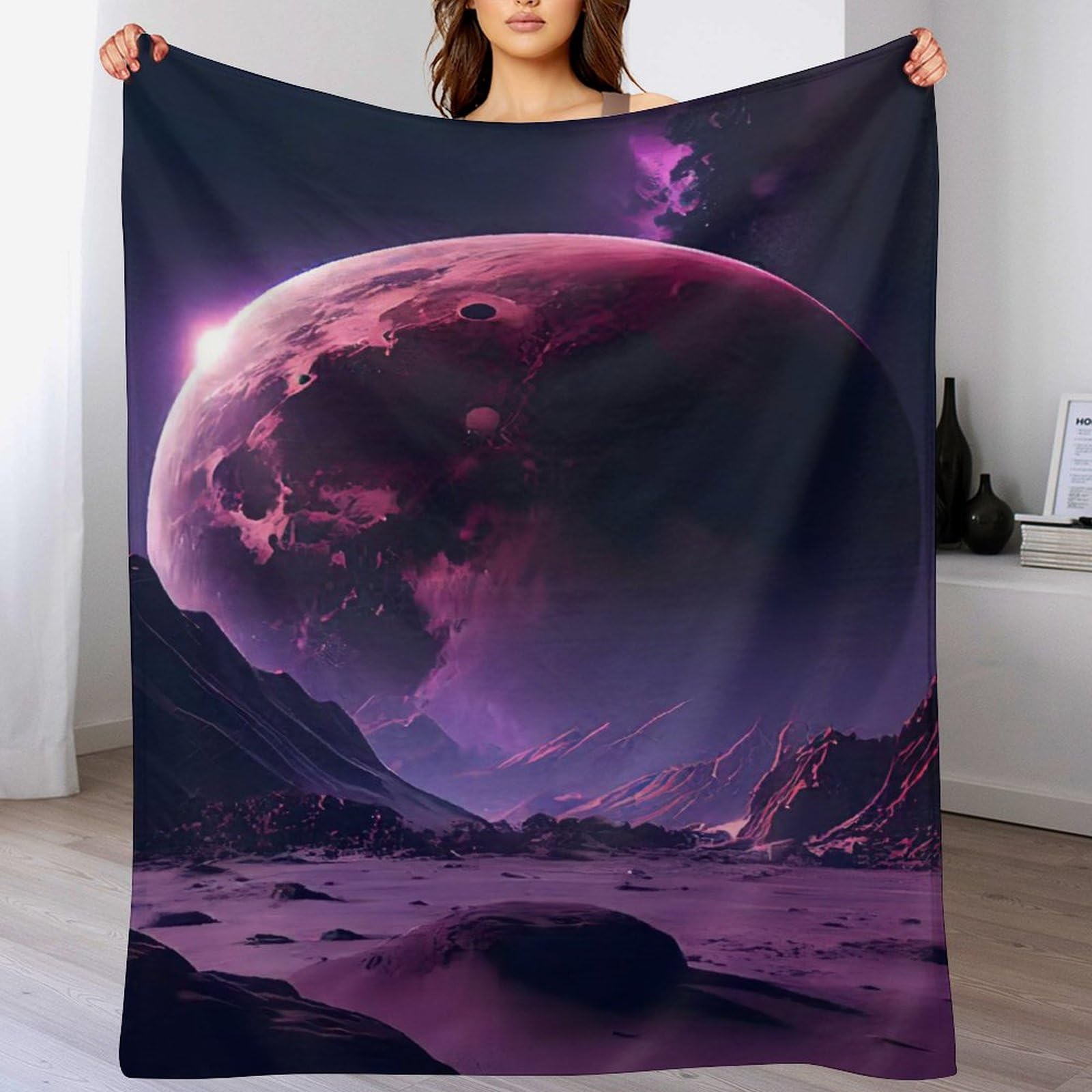 Manta de franela mullida para cama y sofá Planet Sternry Sky ligera de 130x180 cm