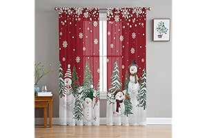 Gorgeous Christmas Red 84 Inch Length Semi-Sheer Window Curtains