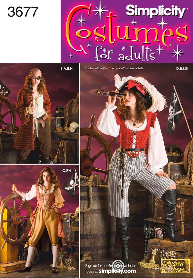 Simplicity Sewing Pattern 3677 Female Pirate Costumes HH (6-8-10-12)