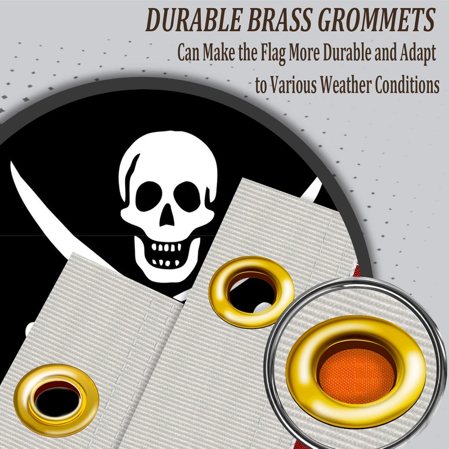 Jolly Roger Flag 3x5 Double Sided Outdoor Jack Rackham Skull Bones Flag Heavy Duty Cross Knife Flags 3 Ply Thick Polyester Material with 2 Metal Grommets, 4 Rows of Stitching - Image 5