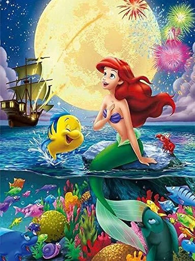 Amazon Co Jp 5dダイヤモンドアート ディズニー アリエル ディズニー 人魚姫 塗装 刺繍キット Diy 手作り絵画手芸キット 30 40cm ホビー 通販