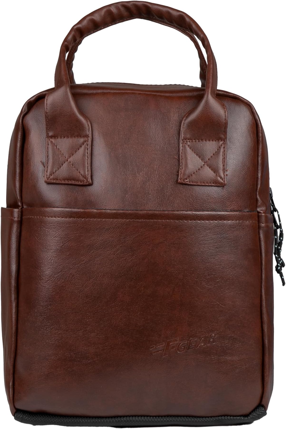 F Gear Modish Tan 11L Artifician Leather Medium Lunch Bag for Office College School, Travel Tiffin Pouch for Men Women Boys Girls Adults Kids, Leakproof, Water Resistant, Picnic Bag, Tiffin Pouch