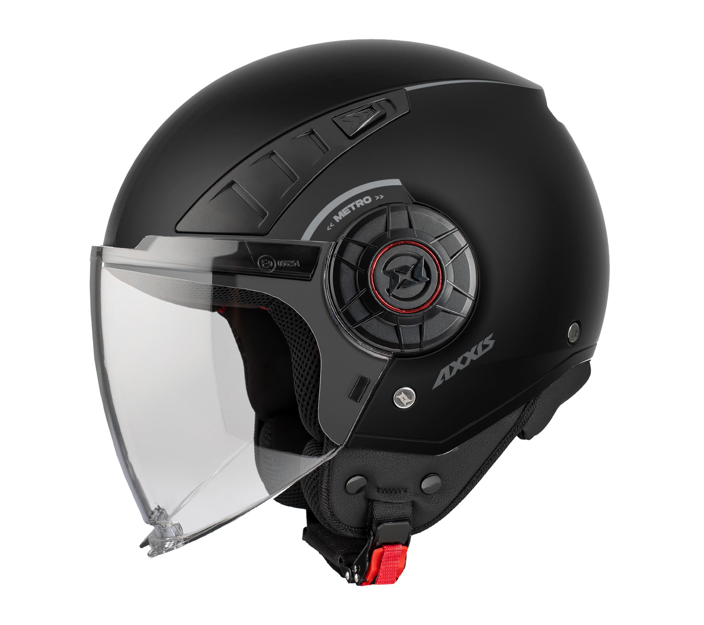 Casco Moto Jet AXXIS OF513B Metro S Solid V2 A1 Negro Mate Talla S