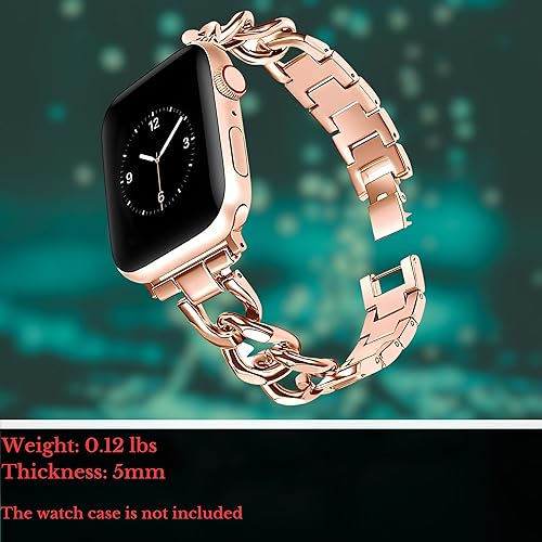 Miniatura 2 de ValuEssentia Correa de reloj compatible con Apple Watch para iWatch Series 8 7 6 5 4 3 SE, pulsera de cadena de moda para reloj inteligente, correa