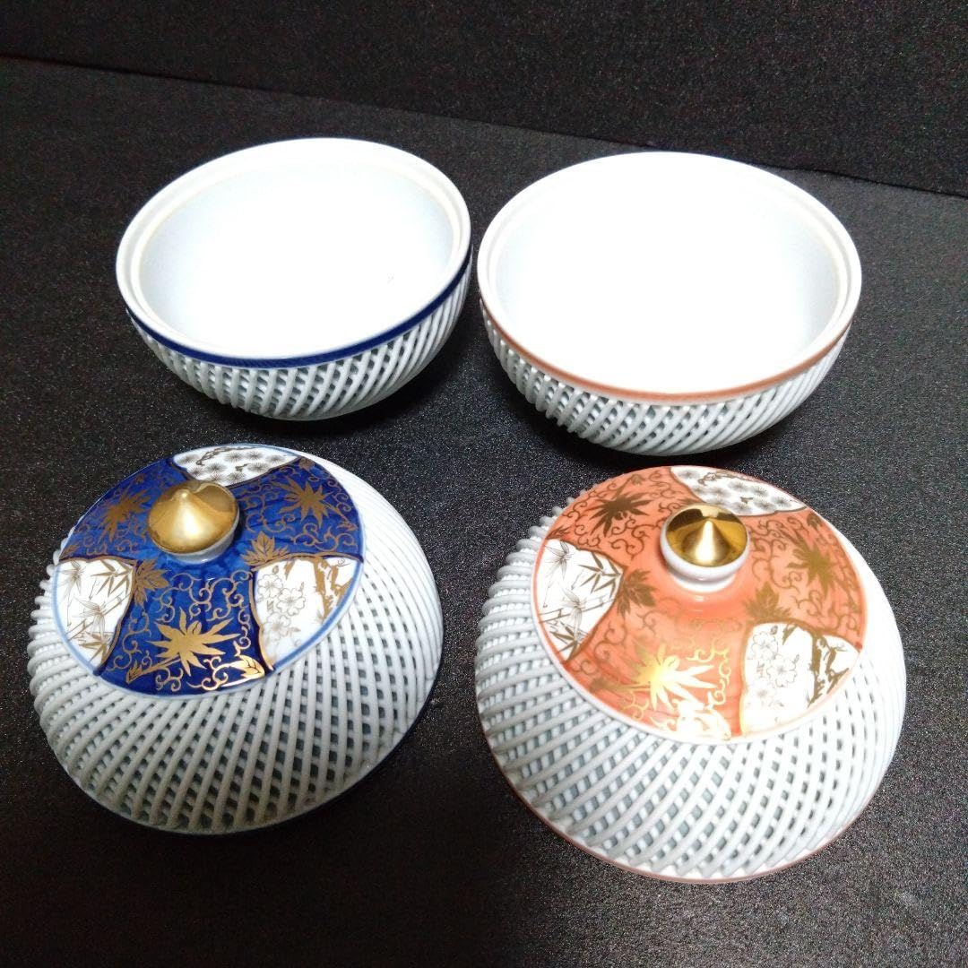 Amazon.co.jp: 有田焼 琴峰窯 ペア蓋付き物入 節句 お祝い お茶会