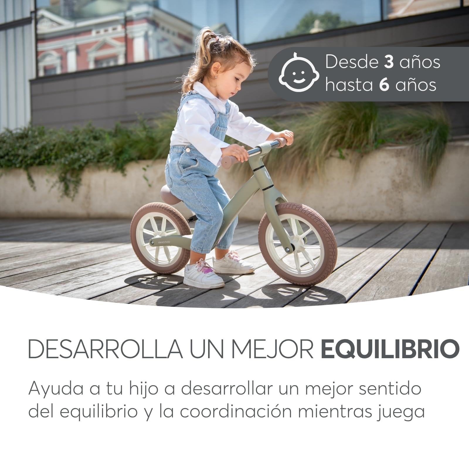KikkaBoo Bicicleta Sin Pedales LANSER, Bici Niño 2 Años, Bicicleta Equilibrio, Desde 2 hasta 6 años, Ultraligera, Sillín Ajustable, Verde Militar