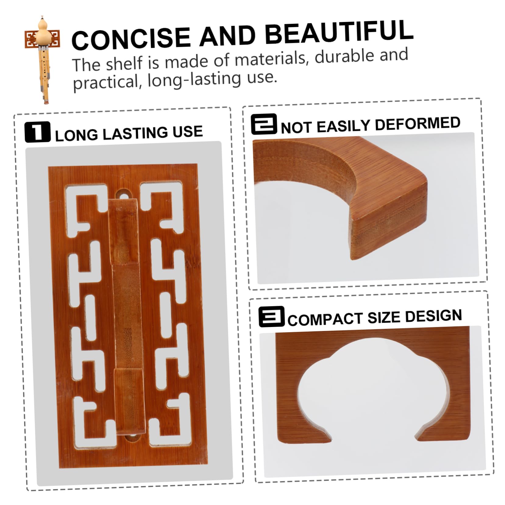 JOINPAYA 1pc Cucurbit Flute Wall Rack Sturdy Wooden Storage Holder for Drone Flute