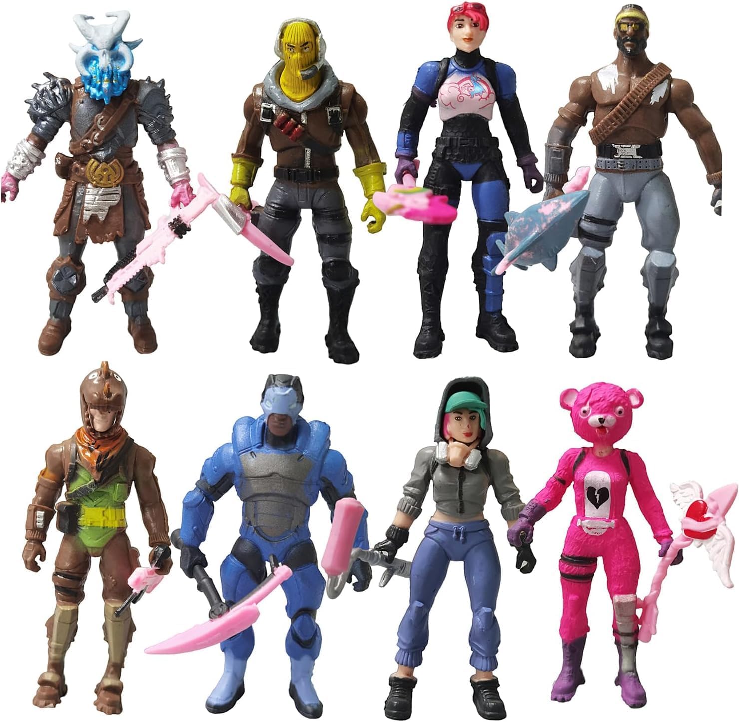 8-Piece Video Game Action Figures Set Cake Toppers,with Weapons Toy Figurines Set for Game Fans Gifts Home Decorations