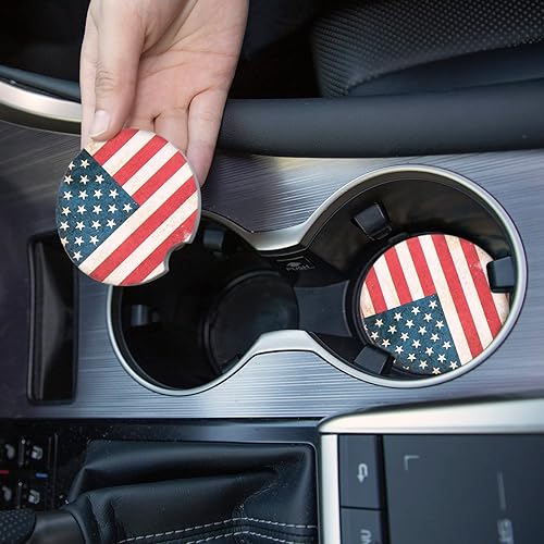 Miniatura 5 de SINGARO Posavasos para automóvil piedra de cerámica con parte trasera de corcho y ranura para los dedos accesorios impermeables para el interior del