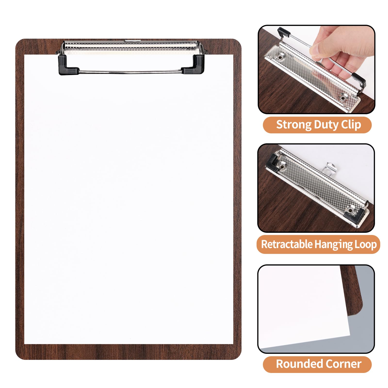 10 Portablocco A5 In Legno Con Clip - Lavagna Da Scrittura Portatile, Nero