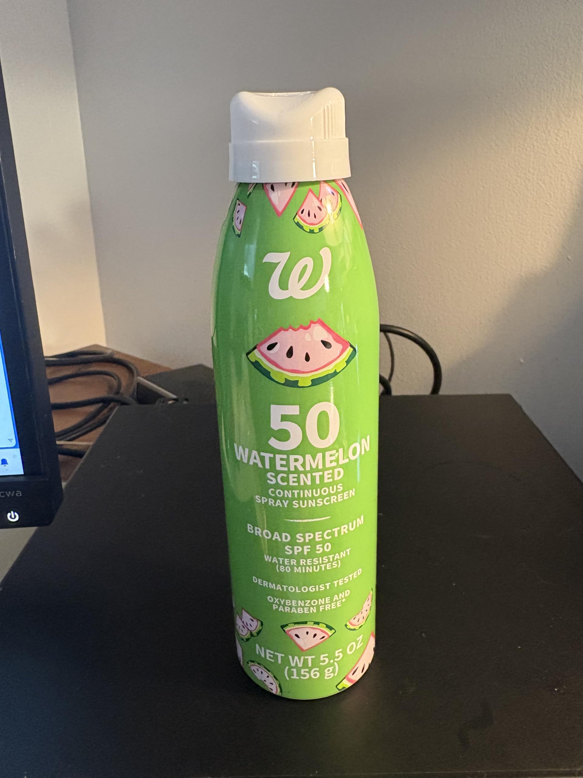 Sunscreen 50 Watermelon scented water resistant 5 5 oz spray