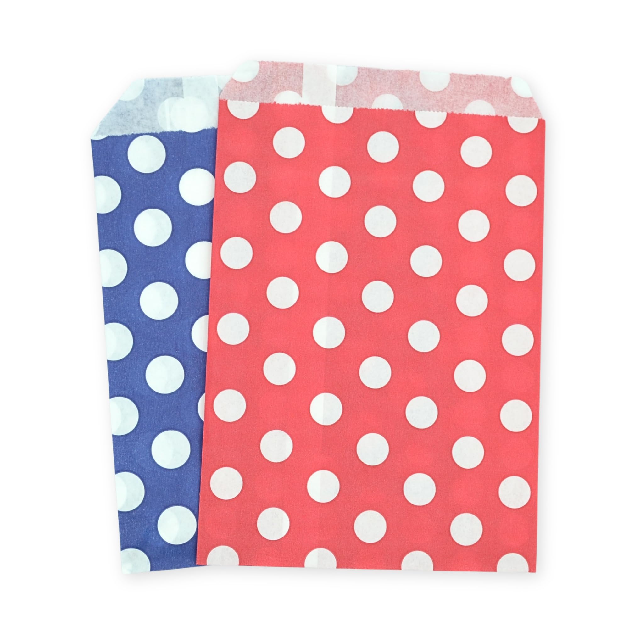 celloexpress 5" x 7" Red & Blue Polka Dot Paper Sweet Bags - Classic Confectionery Gift Shop Goodie Party Bags (Pack of 500)