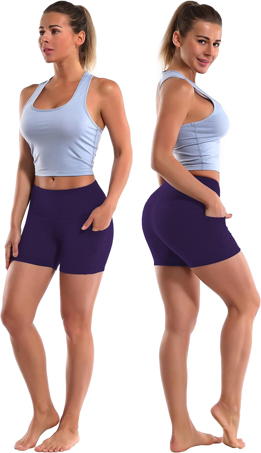 BUBBLELIME Women's 2.5"/4"/5" High Waist Workout Shorts Tummy Control 4 Way Stretch Yoga Running Shorts with Side Pockets