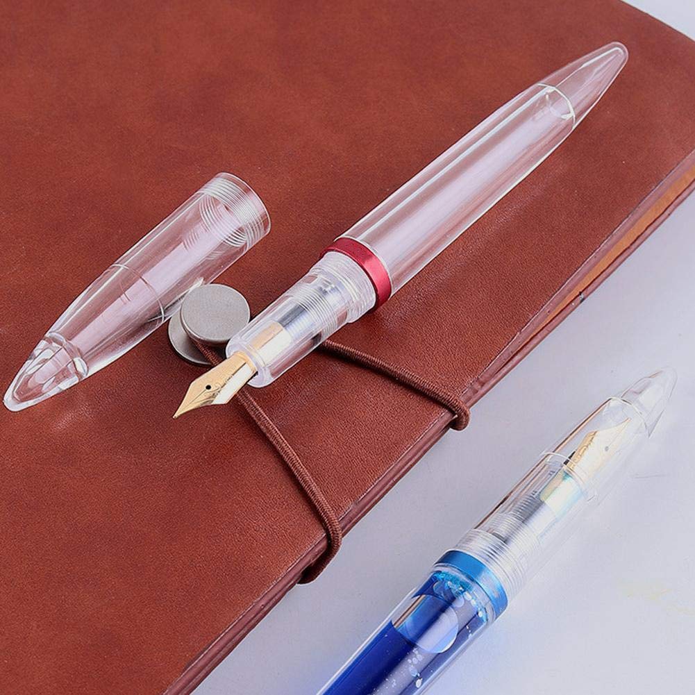 Thourmty Penna stilografica con Pennino da 0,5 mm con contagocce Penne Trasparenti ad Alta capacità Forniture Scolastiche per Ufficio per Studenti Regali di Scrittura cancelleria Rosso