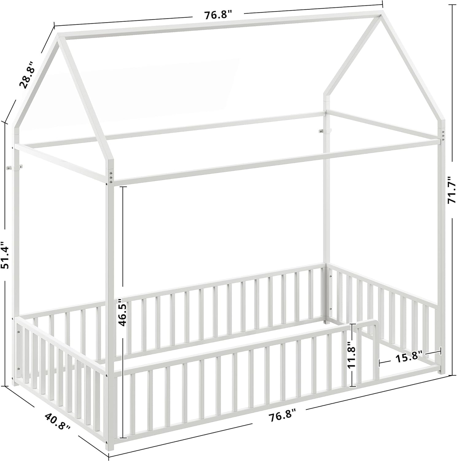 Dimensions of LIKIMIO Twin Floor Bed Frame