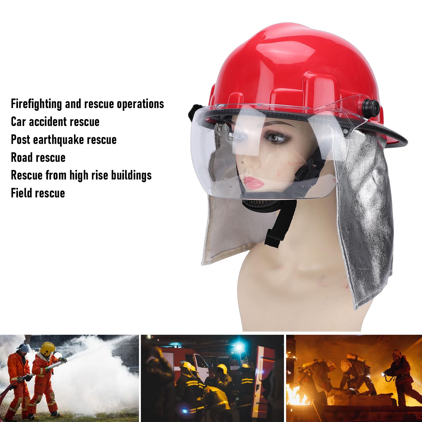 Decumeby Casco di Salvataggio di Emergenza Protezione per la Testa Resistente Agli Urti e Al Calore per Vigile del Fuoco in Rosso
