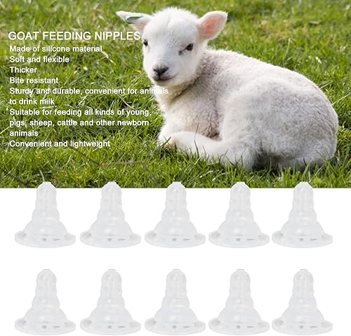 Miniatura 5 de Tnfeeon 10 pezones para cabras, pezón de goma suave para bebida, leche de animales pequeños, pezón de repuesto para lactancia, corderos y cabras
