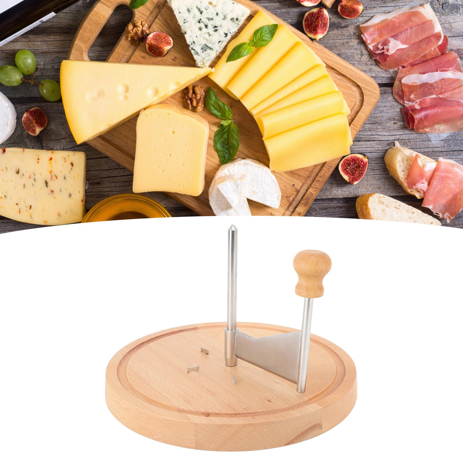 Rasoio per Formaggio Multifunzionale in Legno di Faggio e Acciaio Inox Smontabile per Scaglie di Cioccolato e Fiori di Formaggio, Antipasti Professionali, Presentazioni Artistiche, Eventi all'Aperto