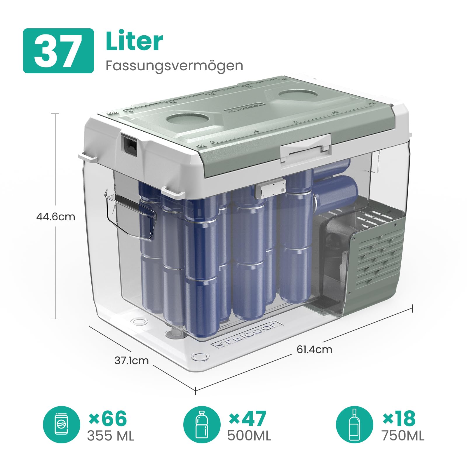 Alpicool 37L Portátil Coche Frigoríficos,2026 de GC40 Nevera Portátil Eléctrica 12/24V DC 100~240 V AC,Refrigerador de Coche para Camping,Hogar,Automóvil,20°C a -20°C, Bandeja de Hielo Incluida