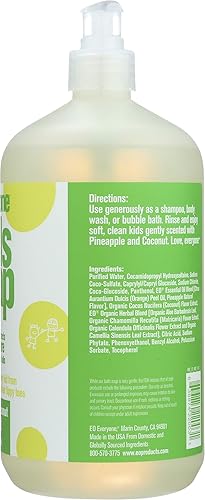 Miniatura 10 de Everyone - Jabón 3 en 1 para niños, gel de baño, baño de burbujas, champú, 32 onzas (paquete de 6) coco tropical, hecho con aceites esenciales para