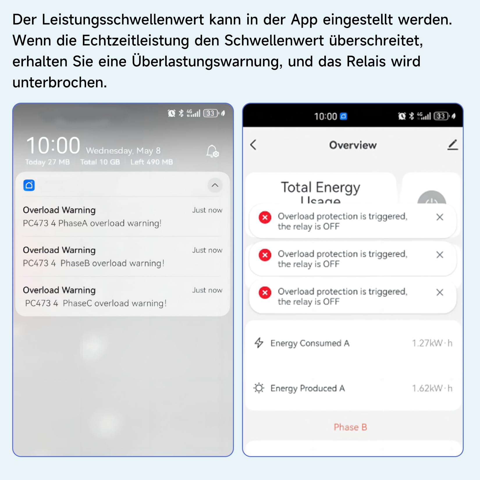 Tuya Smart Din Rail Power Monitor mit Relais, Echtzeit-Spannung, Strom, Leistungsfaktor, Aktivleistung & Frequenzmessung, Ein-/3-Phasen-kompatibel, Alexa & Google-Steuerung, Überlastschutz