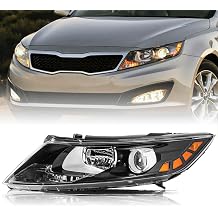 Aosky Compatible With 2011-2013 Kia Optima Headlights Halogen Headlamp Assembly OE Black Housing with Amber Reflector Left Driver Side
