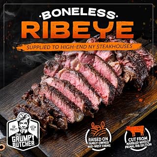 Grumpy Butcher 3-Pack Premium Steak Set: 10oz NY Strip, 12oz Ribeye, 8oz Filet Mignon - Steakhouse Quality Gourmet Beef Gift