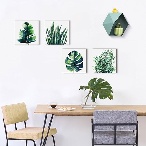 Miniatura 59 de Arte de pared de naturaleza con plantas verdes, decoración de pared de hojas botánicas tropicales, impresiones en lienzo para dormitorio, Hoja