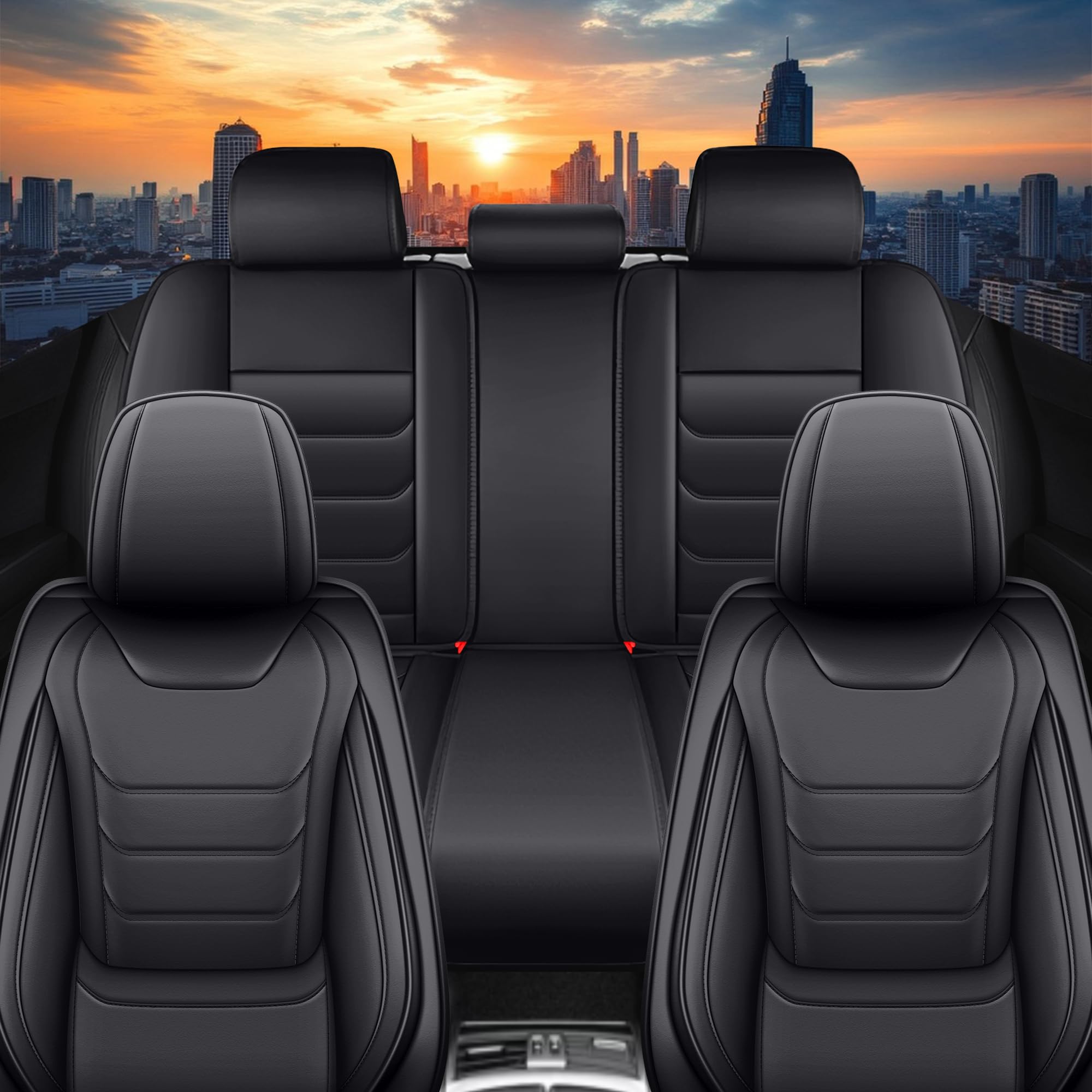 Für 99% Hyundai-Modelle sitzbezüge | Autositzbezüge Komplett Set Universal in Premium-Optik | Auto Sitzbezüge Airbag Geeignet | Wasserdicht Sitzbezug Einfach zu montieren (Vollsatz, Schwarz)