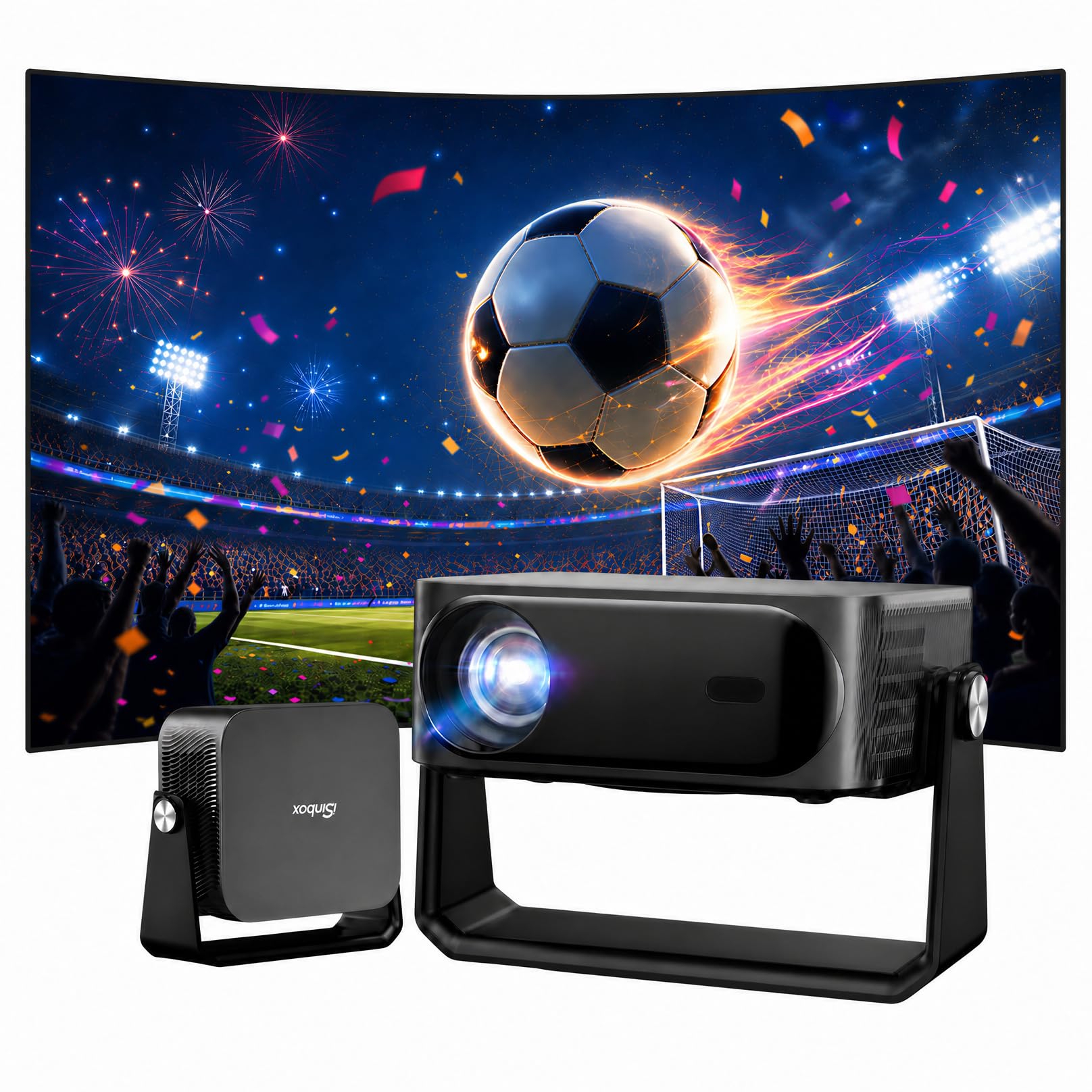 4K Smart Beamer mit Netflix, iSinbox Tageslicht Beamer Autofokus & 6D Trapezkorrektur, Tragbarer Heimkino Projektor mit Schwenkbarer Dolby,WiFi 6＆ Bluetooth 5.3, HDR10+