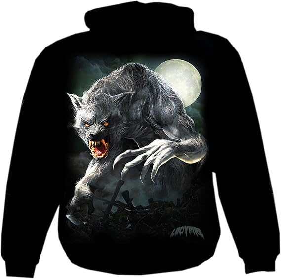 Zipper Hoodie Black Werewolf Amazon.co.uk