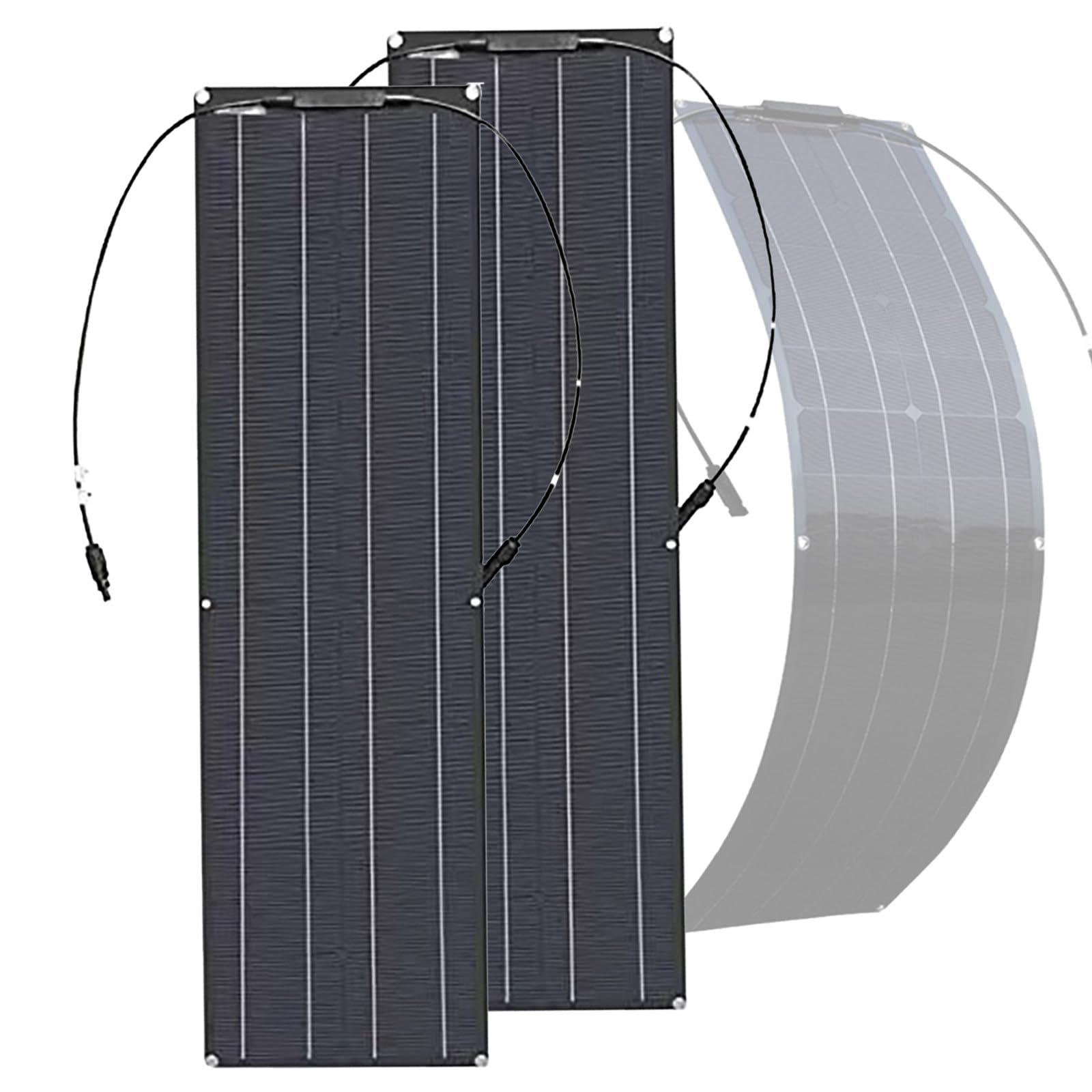 200W Solar Panels - Flexible Photovoltaic Board Bundle, Off-Grid Charging Ready with 30° Bend Tech and 6-Hole Mounting