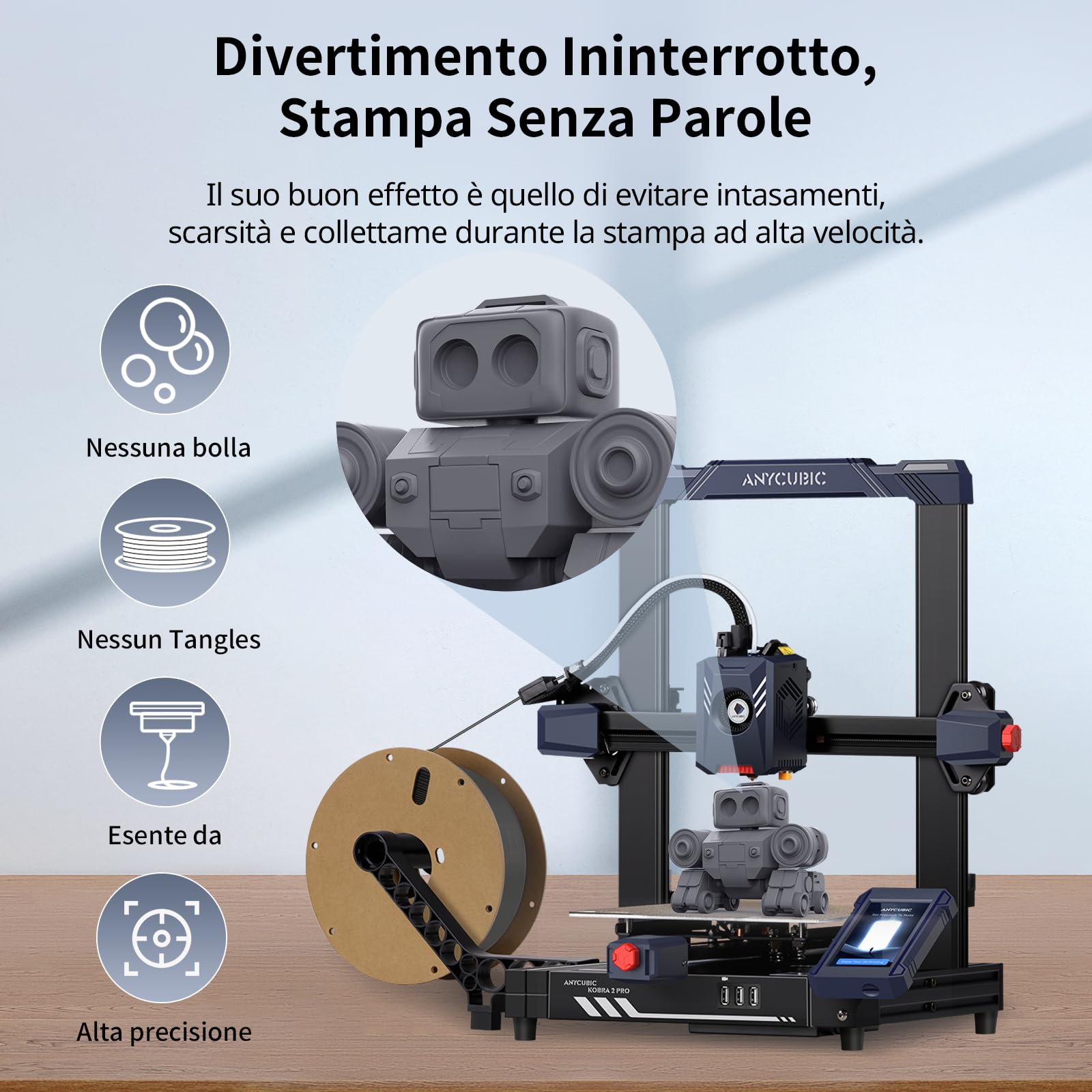 ANYCUBIC Filamento PLA ad alta velocità 1,75 mm, Impression 10X Plus Rapide,Filamento per Stampante 3D, Rosso 1KG