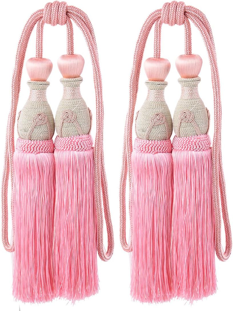 Nylon Bedroom Weaving Knot Decor Window Drapery Tiebacks Rope Curtain Tassel Pair Pink (id: 22a 4f6 6f5 228 58d