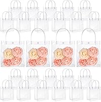 Vista 13 de LEIFIDE 50 bolsas de regalo de plástico transparente con asas, de PVC, reutilizables, transparentes, bolsas para dulces, escuela, fiesta