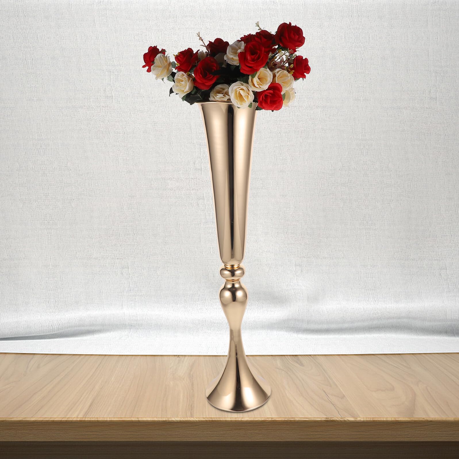 SHINEOFI Vaso in Metallo a Forma di Tromba per Centrotavola Matrimonio Decorazione Tavoli Festa Raffinata Compleanno