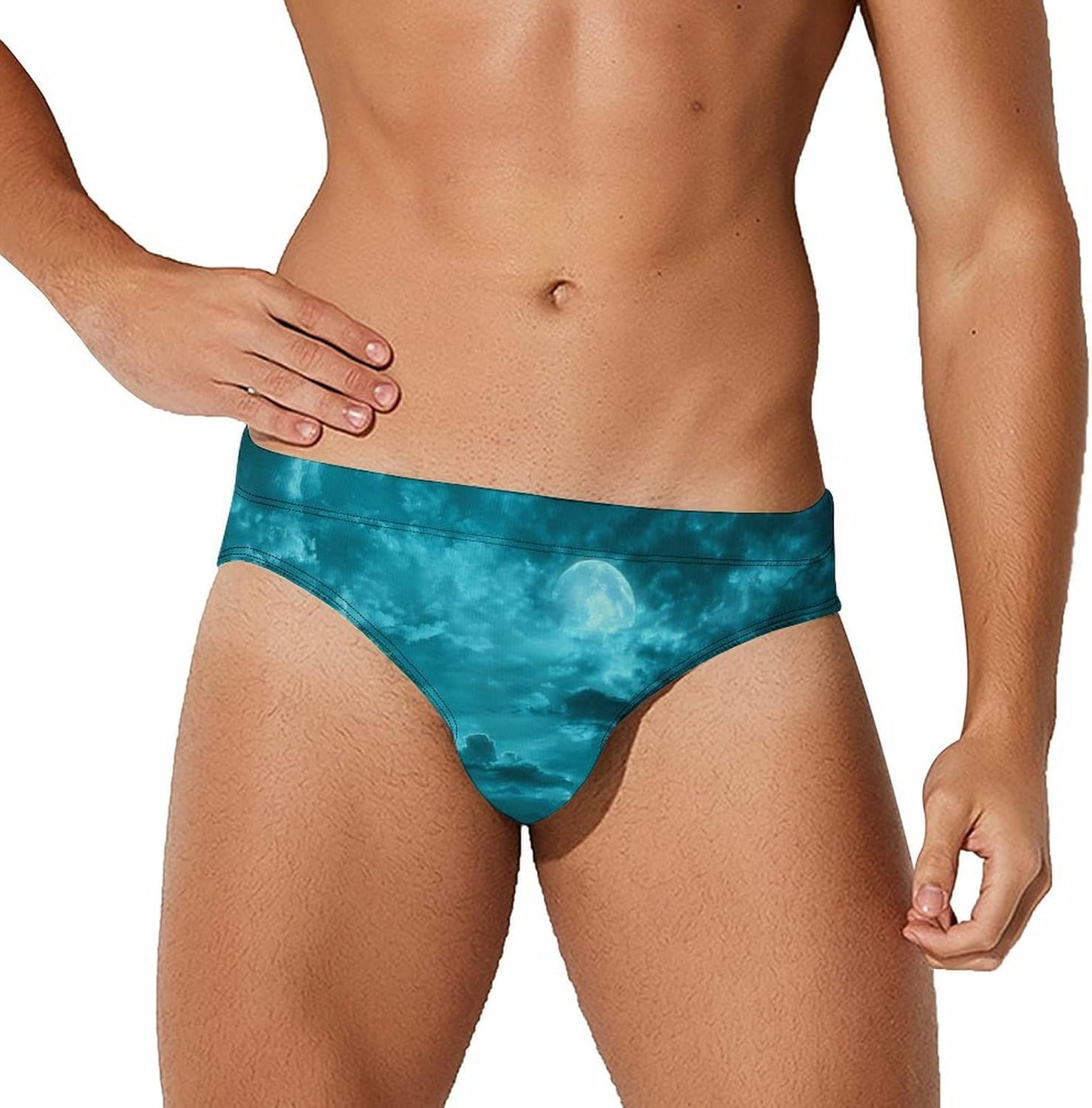 Halloween Cemetery Night Moon Men's Swimsuit Brief Sexy Bikini Briefs Retro Printed Swimwear Quick Dry Swimming Trunks X-Large