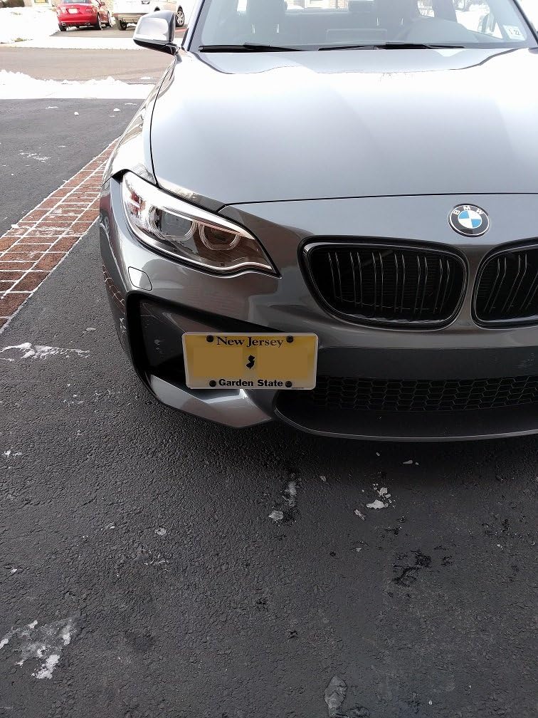 Front Bumper Tow Hook License Plate Mount Bracket for BMW F87 M2 2016-2019, Plate Holder Set w Unique Screw Bolts & Black Screw Caps, License Tag Mounting Kit, Premium Car Accessories