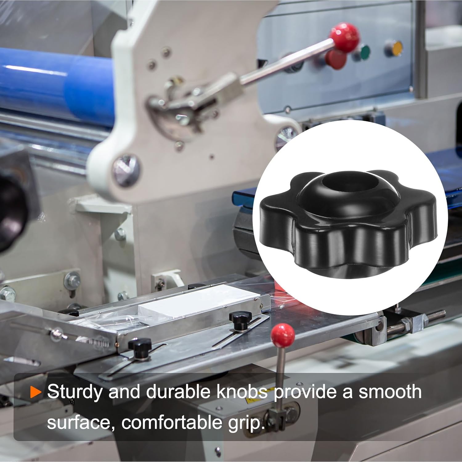 Pack of 6 Star Grip Nuts M8 Wing Nuts with Internal Thread, Knurled Nut Handle Through Hole Clamping Nut Brass 38 mm Clamping Knob for Machine Tools Fitness Equipment, Black